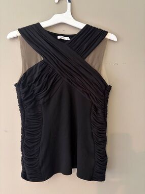 Bailey44 Black Tank Top with Cross Front Detail and Tulle Large